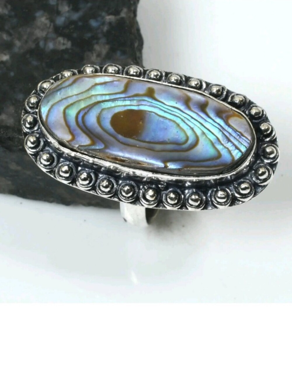 Abalone Shell Gemstone Jewelry 925 Sterling Silver Handmade Ring